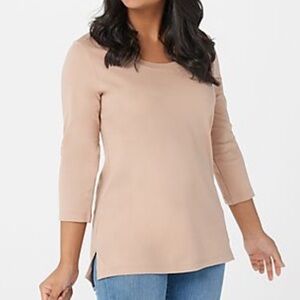 🎉SOLD ON EBAY🎉 Isaac Mizrahi Live! Essentials Pima Cotton 3/4 Sleeve Top